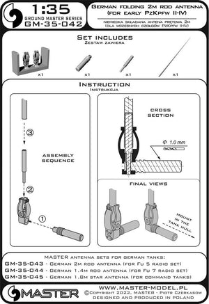 Antenne pliante allemande Master GM-35-042 de 2 m (pour PzKpfw II-IV de première génération) (1 pièce) 1/35 – image 7