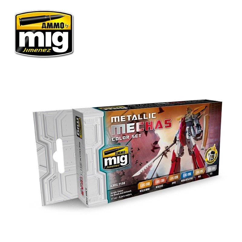 AMMO of Mig Jimenez 7158 MECHAS COULEURS MÉTALLIQUES ENSEMBLE 6x17ml