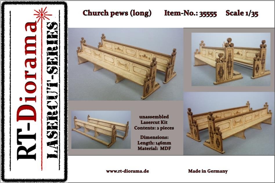 RT-Diorama 35555 Bancs d'église (longs) 1/35