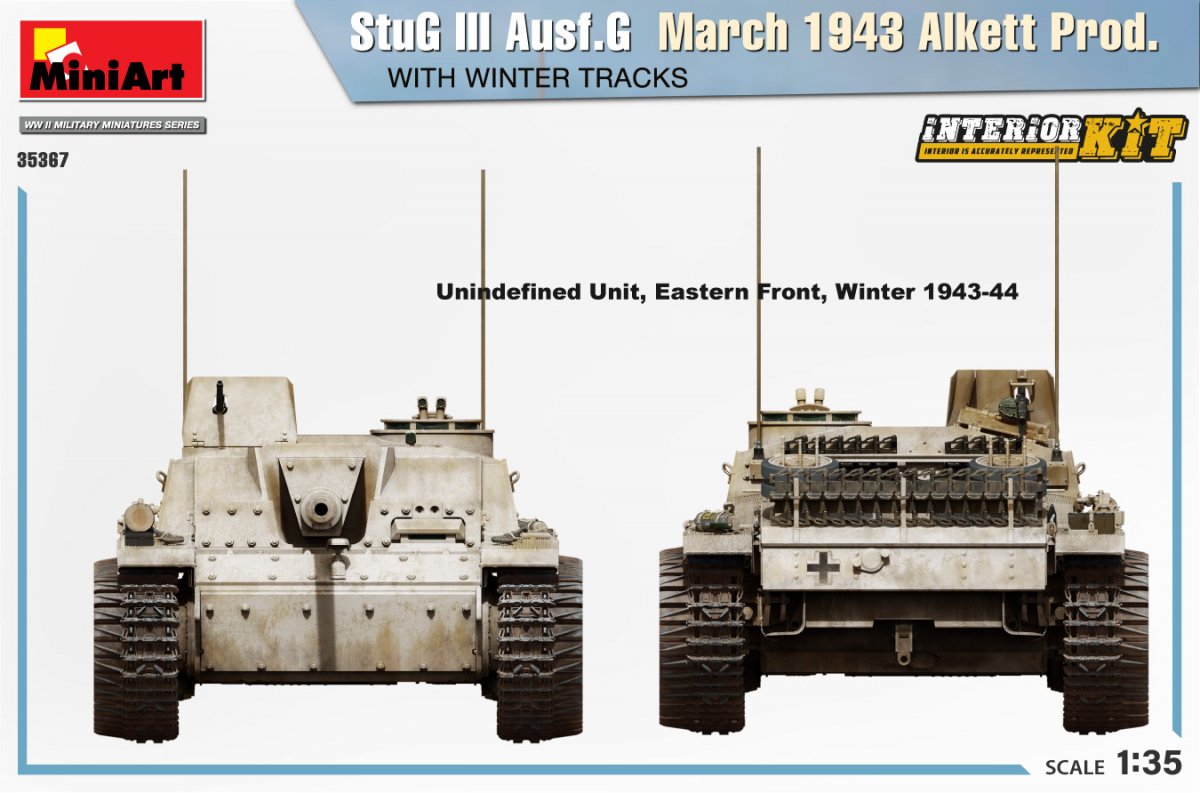 Mini Art 35367 StuG III Ausf. G Mars 1943 Alkett Prod. AVEC CHENILLES D&amp;#39;HIVER. KIT INTÉRIEUR 1/35 – image 6