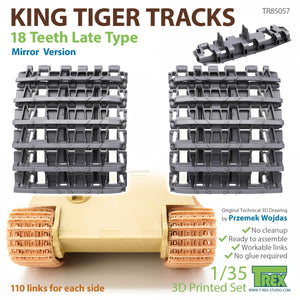 T-Rex Studio TR85057 Chenilles King Tiger 18 dents, version miroir, échelle 1/35