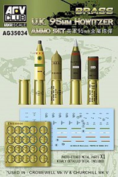 AFV Club AG35034 UK 95 mm Howitzer Munition Set (laiton) 1/35