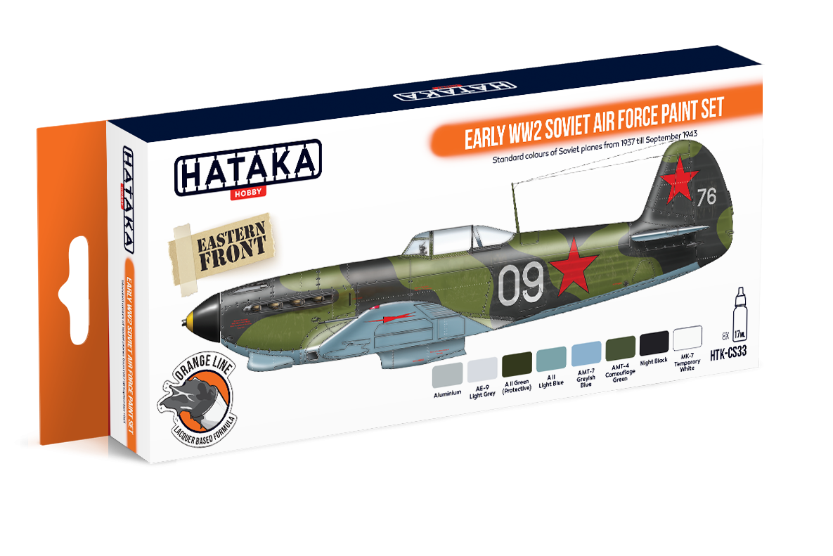 Coffret de peinture Hataka HTK-CS33 pour l&amp;#39;armée de l&amp;#39;air soviétique du début de la Seconde Guerre mondiale, 8 x 17 ml