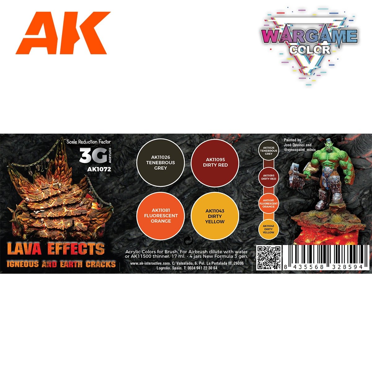 AK Interactive AK1072 WARGAME COLOR SET. EFFETS DE LAVE. 4 x 17 ml  – imagen 2