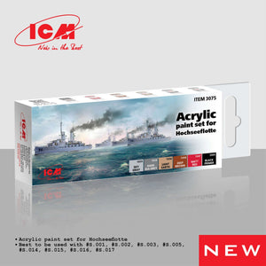 Coffret de peintures acryliques ICM 3075 pour la flotte de haute mer, 6 x 12 ml