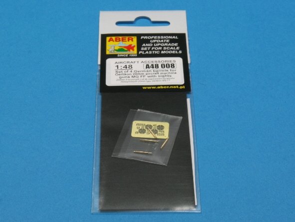 Aber A48 008 Ensemble de 4 canons pour mitrailleuses d&amp;#39;avion allemandes Oerlikon 20 mm MG FF avec viseurs (1/48)  – imagen 4