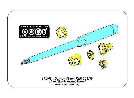 Canon Aber 48L-06 de 88 mm KwK 36 L/56 Tiger I (version initiale) (pour AFV Club / Tamiya) au 1/48  – image 3