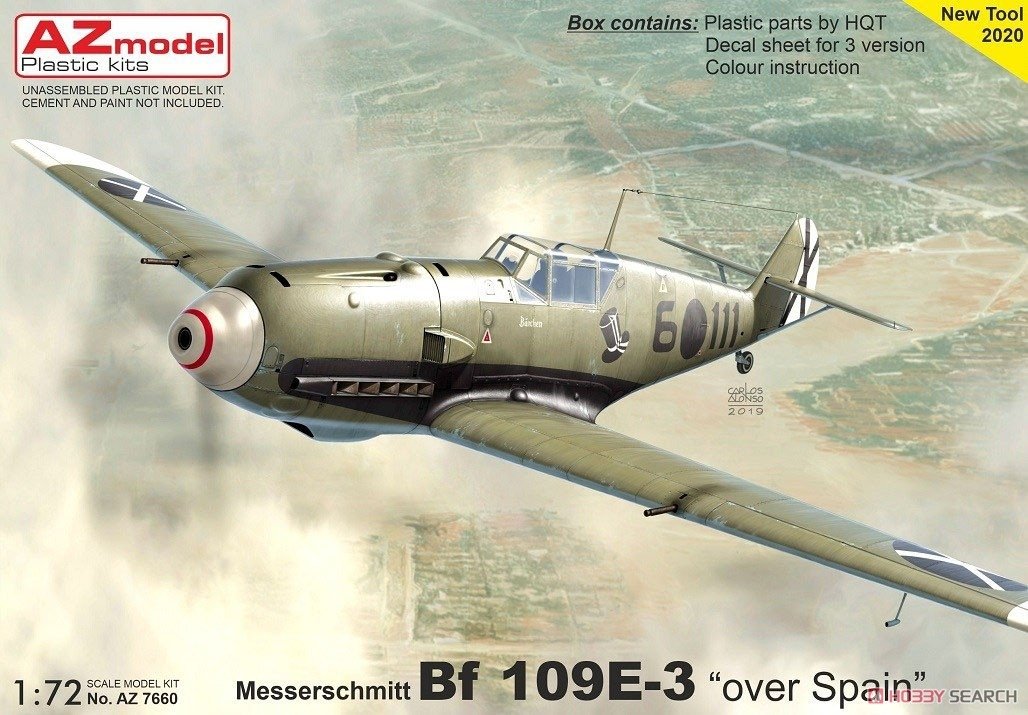 Maquette AZ7660 Messerschmitt Bf 109E-3 au-dessus de l&amp;#39;Espagne, échelle 1/72
