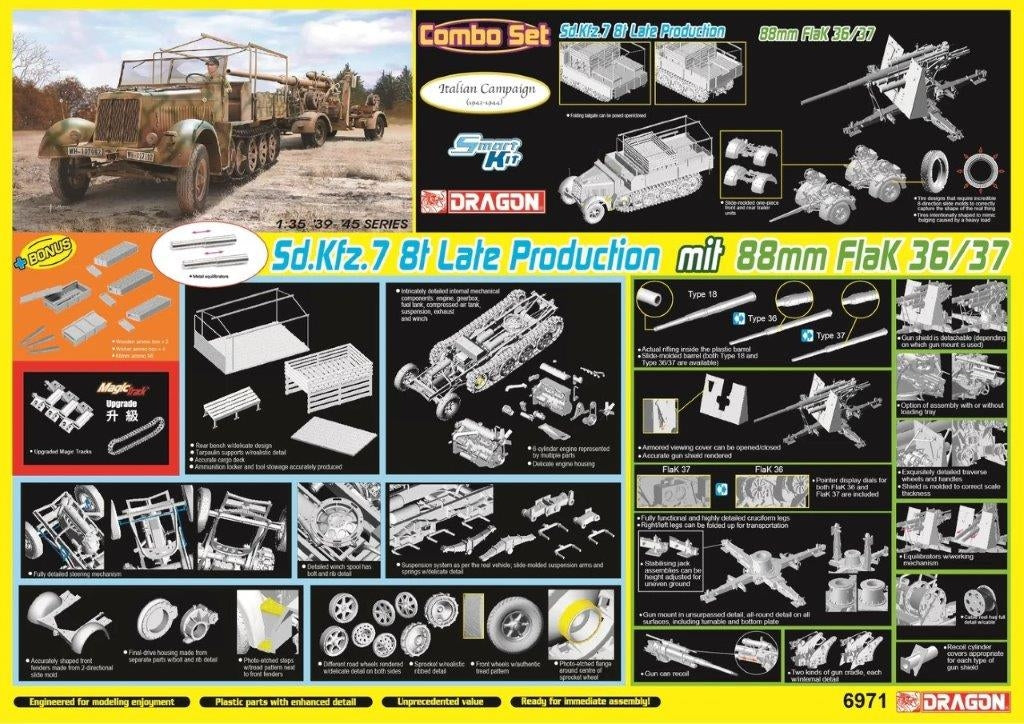Dragon 6971 Sd.Kfz. 7 Production tardive avec 8,8 cm FlaK 36/37 1/35
