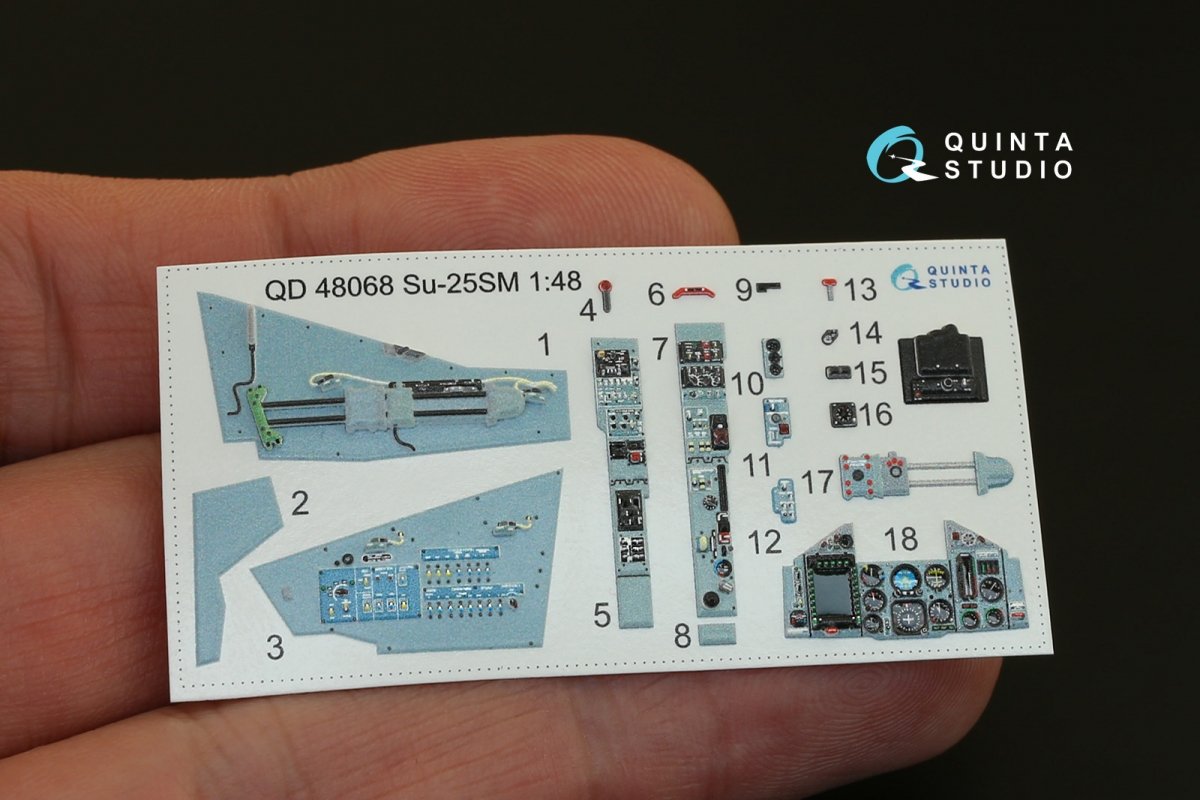 Intérieur imprimé en 3D et coloré sur papier décalcomanie Quinta Studio QD48068 Su-25SM (pour kit KP) 1/48 – image 3