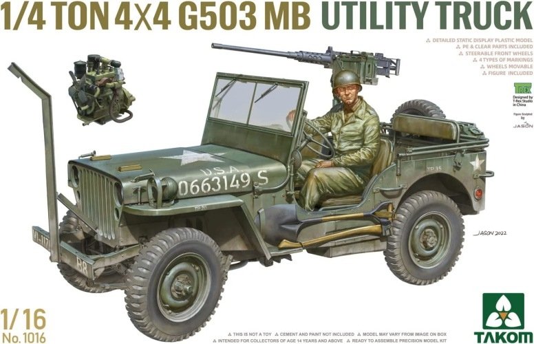 Takom 1016 1/4 ton 4×4 G503 MB Utility Truck (Jeep Willys) 1/16