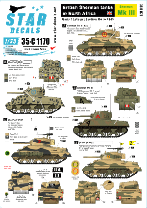 Star Decals 35-C1170 Chars Sherman britanniques en Afrique du Nord 1/35