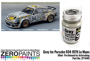 Peinture grise Zero Paints ZP-1445 pour Porsche 934 1979 n° 84 Le Mans, 60 ml