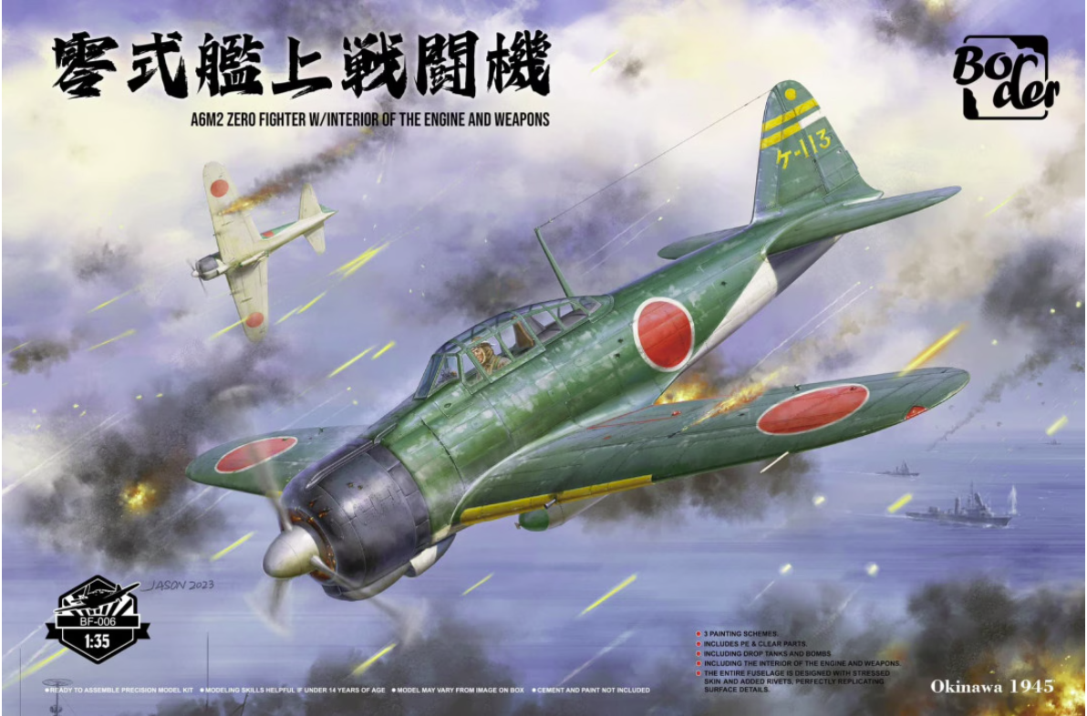 Maquette Border Model BF-006 A6M2 Zero Fighter avec intérieur du moteur et armement, échelle 1/35 