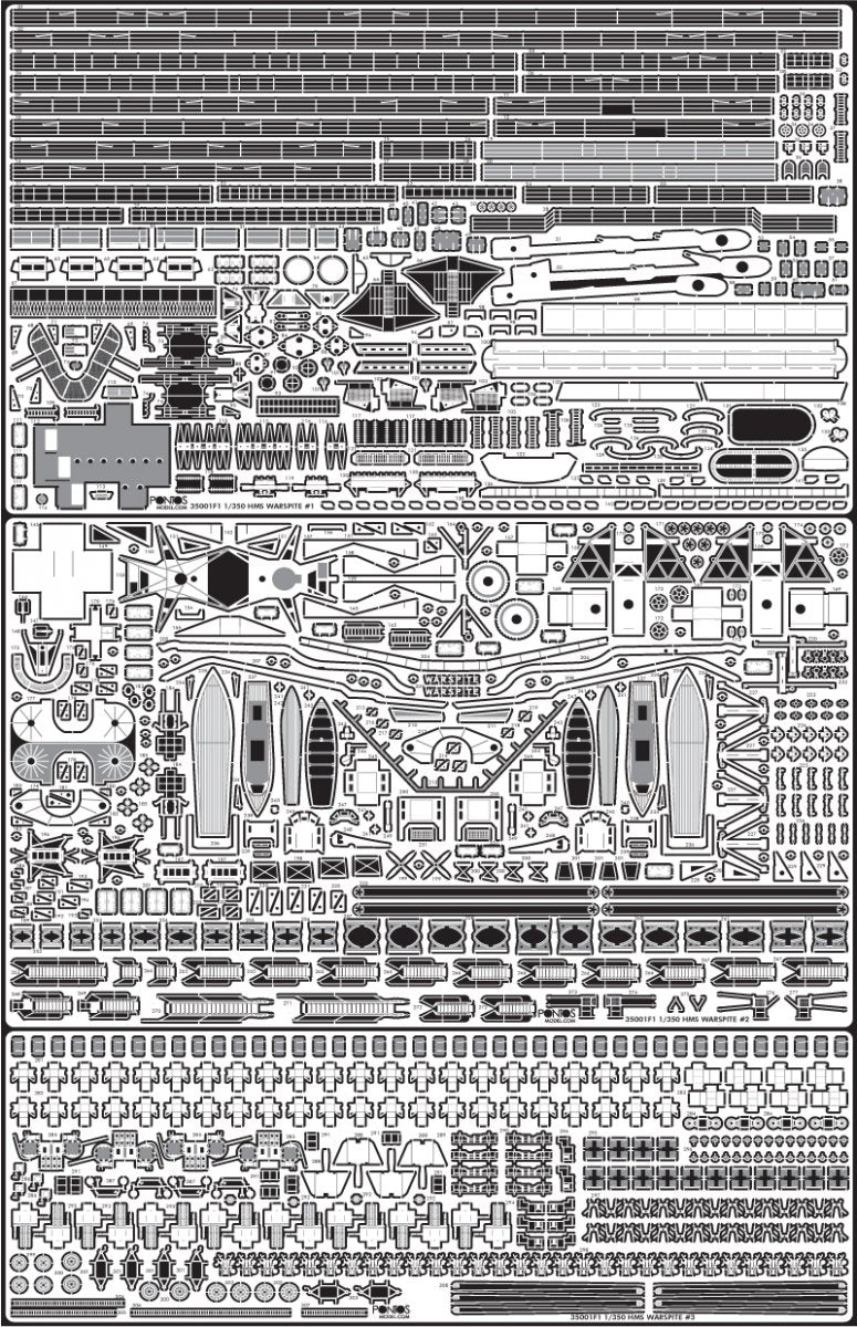 Pontos 35001F1 HMS Warspite 1943 Kit de détails (1/350) – immagine 5