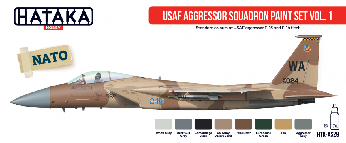 Coffret de peinture Hataka HTK-AS29 USAF Aggressor Squadron vol. 1 (8x17ml)