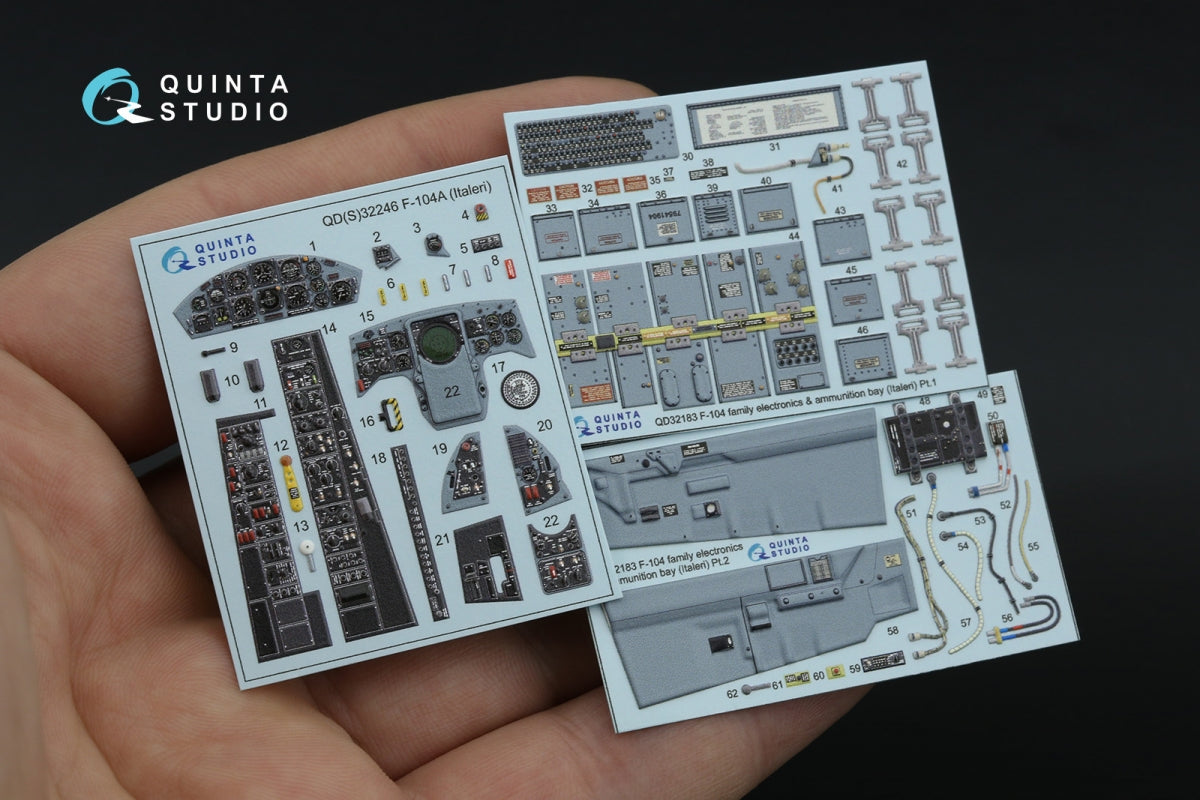 Intérieur imprimé en 3D et coloré sur papier décalcomanie Quinta Studio QD32246 F-104A (Italeri) 1/32 – immagine 2