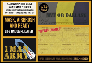 Pochoirs d&amp;#39;entretien pour Spitfire Mk I/II 1 Man Army 48GEN300, échelle 1/48