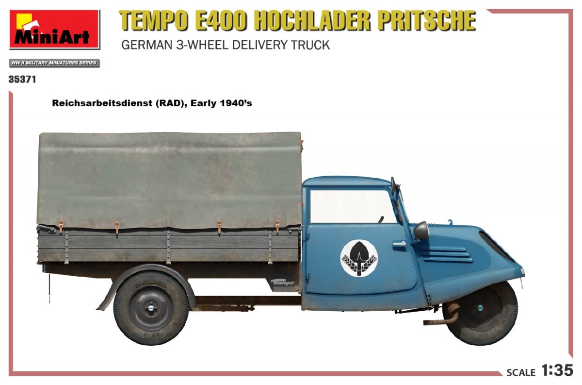 MiniArt 35371 Tempo E400 Hochlader Pritsche German 3-wheel delivery truck 1/35 – zdjęcie 14