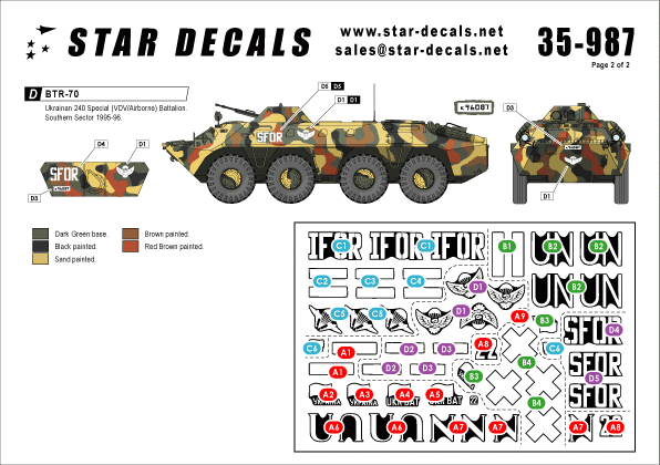 Star Decals 35-987 Casques bleus des Balkans n° 1 BTR-70 ukrainien 1/35 – Bild 2