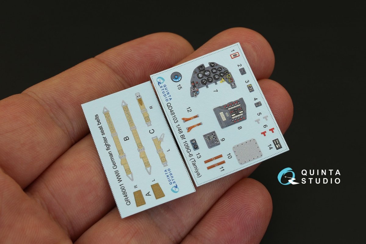 Intérieur imprimé en 3D et coloré sur papier décalcomanie Quinta Studio QD48103 Bf 109G-6 (pour maquette Tamiya) 1/48 – immagine 2