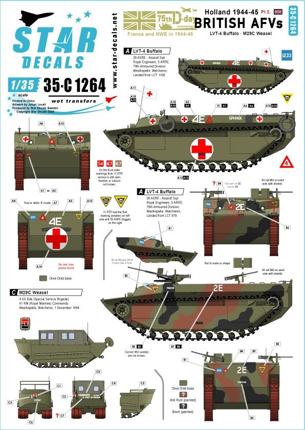 Star Decals 35-C1264 Véhicules blindés britanniques en Hollande 1944-45 n° 2 1/35