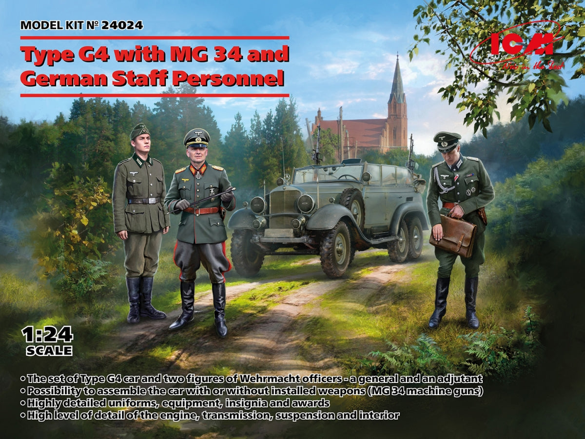 ICM 24024 Type G4 avec MG 34 et personnel d&amp;#39;état-major allemand 1/24 – image 2
