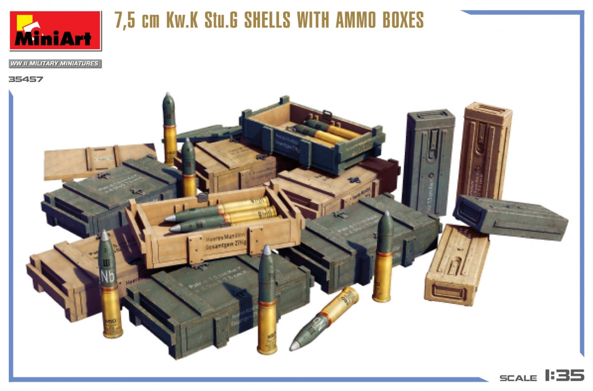 MiniArt 35457 7.5 cm Kw.K Stu.G SHELLS WITH AMMO BOXES 1/35 – image 2