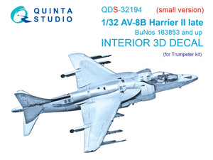 Intérieur imprimé en 3D et coloré sur papier décalcomanie (Trumpeter) (petite version) Quinta Studio QDS-32194 AV-8B Harrier II tardif (Trumpeter) (petite version) 1/32