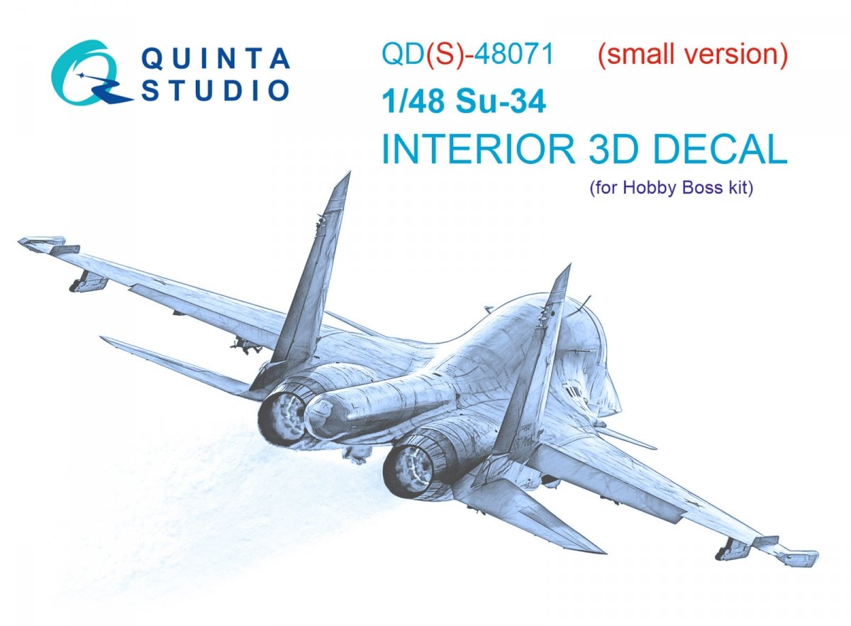 Intérieur imprimé en 3D et coloré sur papier décalcomanie Quinta Studio QDS-48071 Su-34 (petite version) 1/48