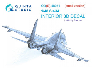 Intérieur imprimé en 3D et coloré sur papier décalcomanie Quinta Studio QDS-48071 Su-34 (petite version) 1/48