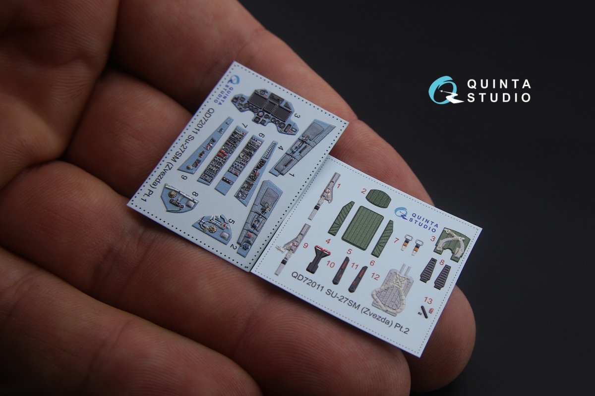 Intérieur imprimé en 3D et coloré sur papier décalcomanie Quinta Studio QD72011 Su-27SM (pour kit Zvezda) 1/72 – image 2
