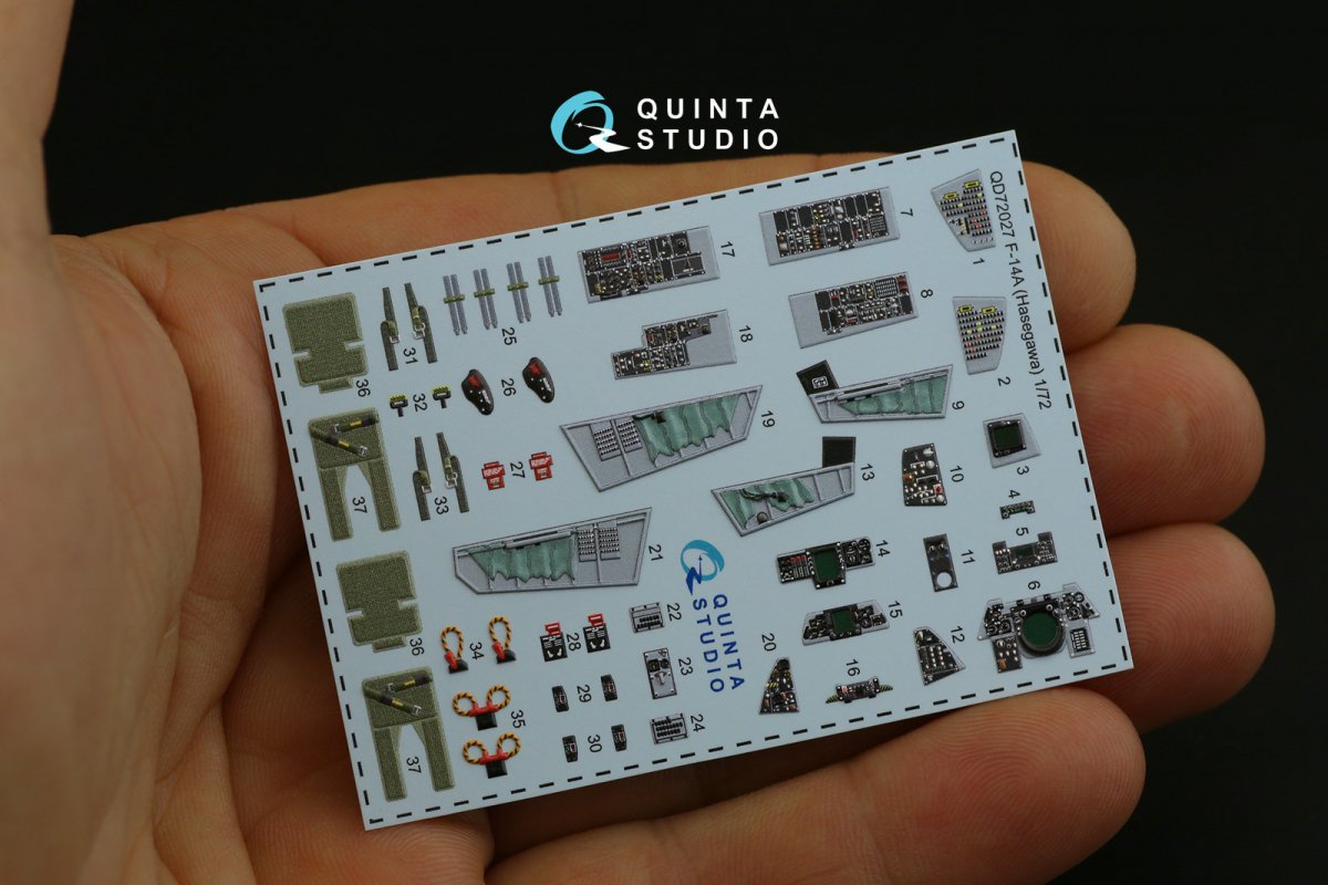 Intérieur imprimé en 3D et coloré sur papier décalcomanie Quinta Studio QD72027 F-14A (pour maquette Hasegawa) 1/72 – image 2