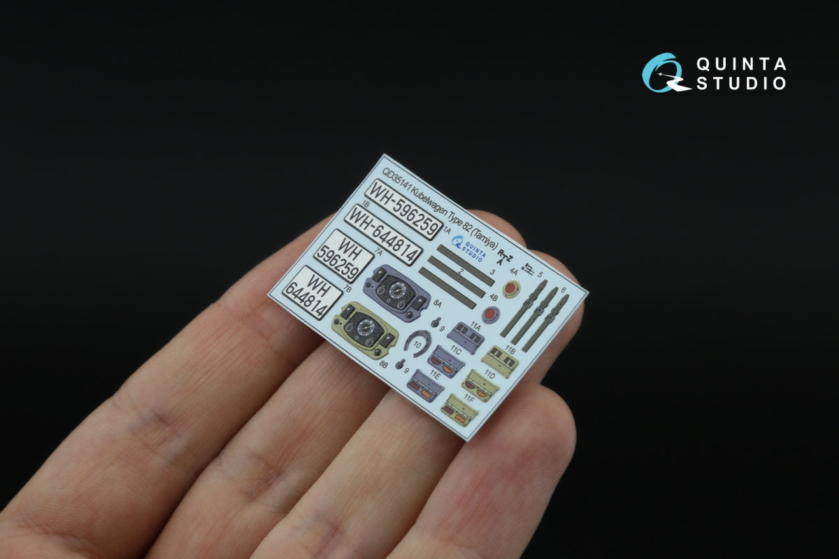 Quinta Studio QD35141 Kubelwagen Type 82 3D-Printed &amp;amp; coloured Interior on decal paper (Tamiya) 1/35 – zdjęcie 4