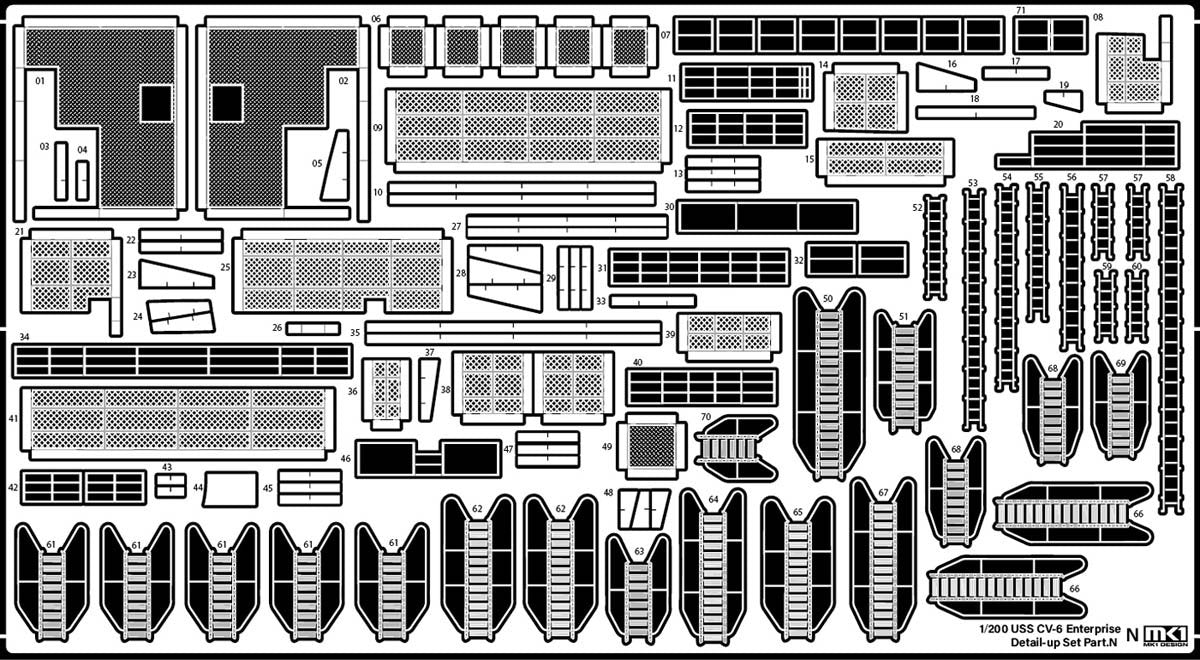 MK1 Design MD-20021 Porte-avions CV-6 Enterprise de l&amp;#39;US Navy - Pièces de détail pour maquette Trumpeter au 1/200 – imagen 51