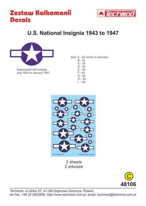 Techmod 48106 Insigne national américain de 1943 (1/48)