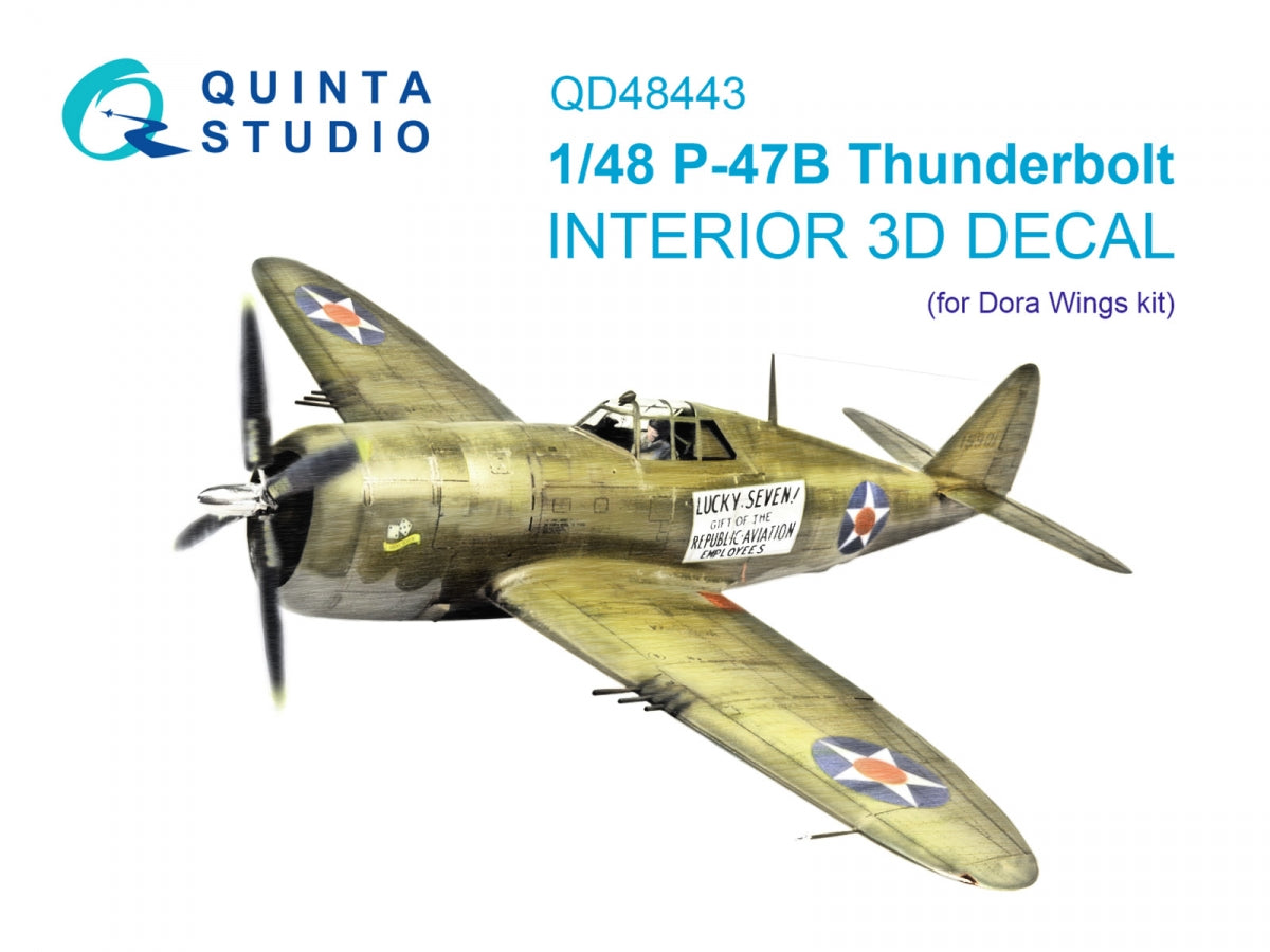 Intérieur coloré imprimé en 3D sur papier décalcomanie (Dora Wings) Quinta Studio QD48443 P-47B Thunderbolt 1/48 
