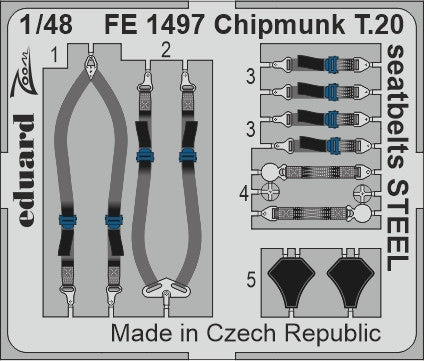 Ceintures de sécurité Eduard FE1497 Chipmunk T.20 STEEL AIRFIX 1/48