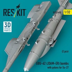 RESKIT RS32-0492 Bombes GBU-62 (JDAM-ER) avec pylônes pour Su-27 (2 pièces) (Impression 3D) 1/32 – image 3