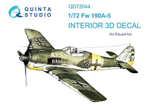 Intérieur imprimé en 3D et coloré sur papier décalcomanie Quinta Studio QD72044 Fw 190A-5 (Eduard) 1/72