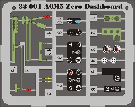 Tableau de bord Eduard 33001 A6M5 Zero 1/32 Tamiya 