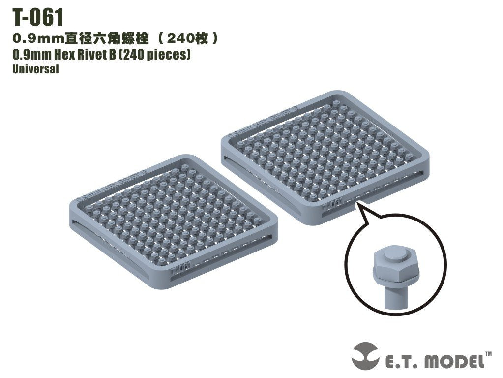 Rivet hexagonal ET modèle T-061 0,9 mm (240 pièces) (rivets)