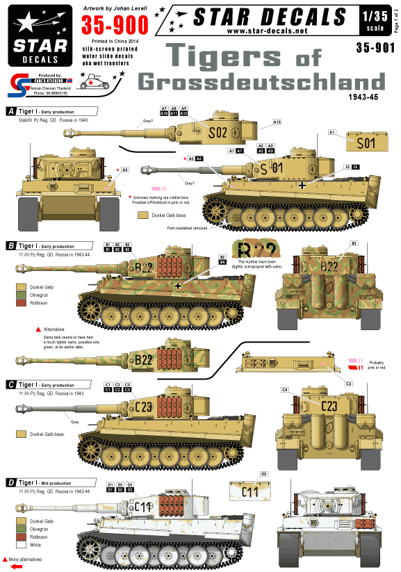 Star Decals 35-900 Tigres de Grossdeutschland 1/35