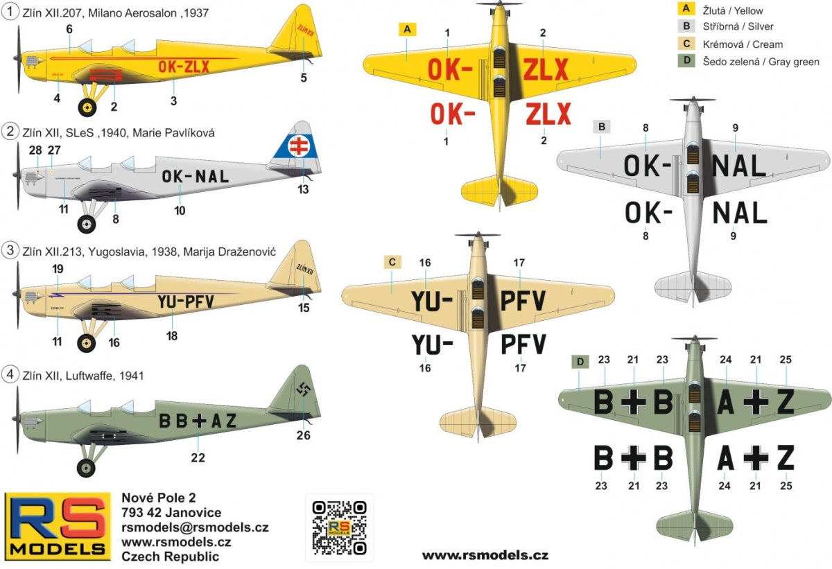 RS Models 92303 Zlin Z-XII Vol. Avion de sport 1/72 – image 2