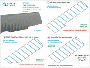 Bandes à nervures bleues Quinta Studio QP48004 pour Fokker Dr.(F)ID.VII 1/48 – imagen 11