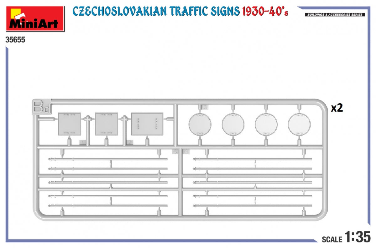 Miniart 35655 Panneaux de signalisation tchécoslovaques des années 1930-1940, échelle 1/35 – image 4
