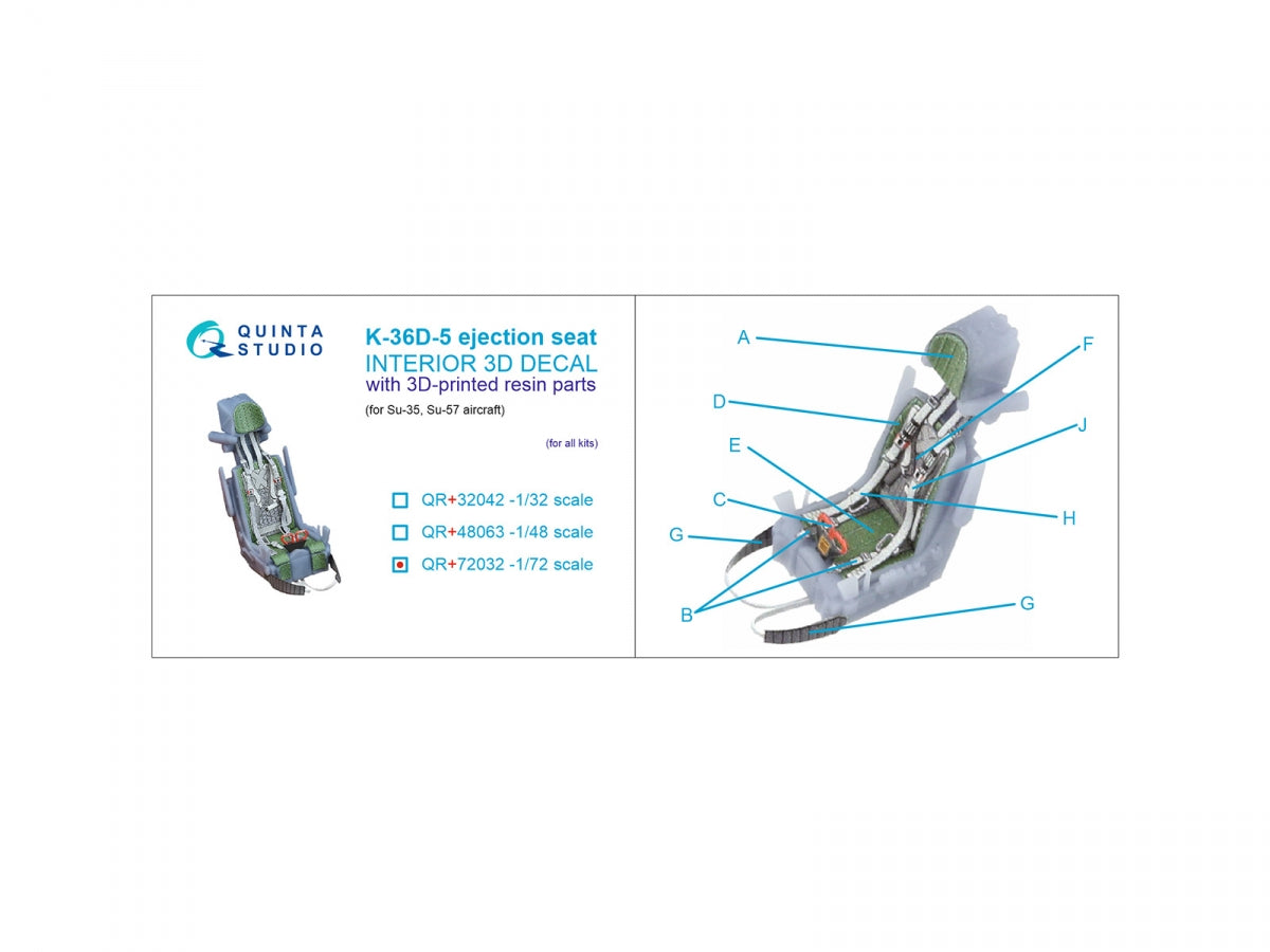Quinta Studio QR+72032 K-36D-5 ejection seat (for Su-35, Su-57 aircraft) (All kits) 1/72 – zdjęcie 6