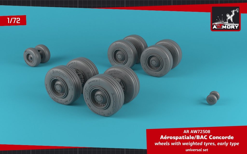 Roues de Concorde Armory Models AW72508 avec pneus lestés, échelle 1/72 (début de la série) – image 3