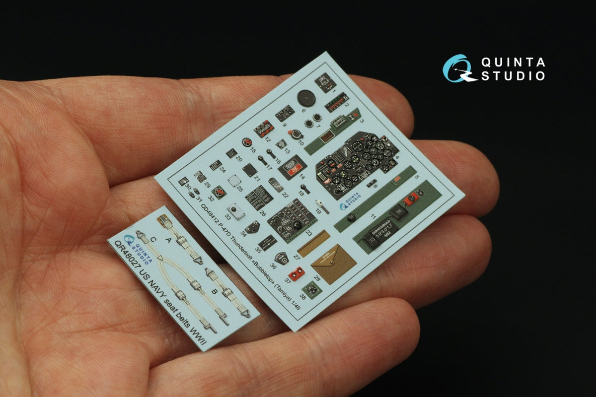 Intérieur imprimé en 3D et coloré sur papier décalcomanie Quinta Studio QD48412 P-47D Thunderbolt Bubbletop (Tamiya) 1/48 – Bild 5