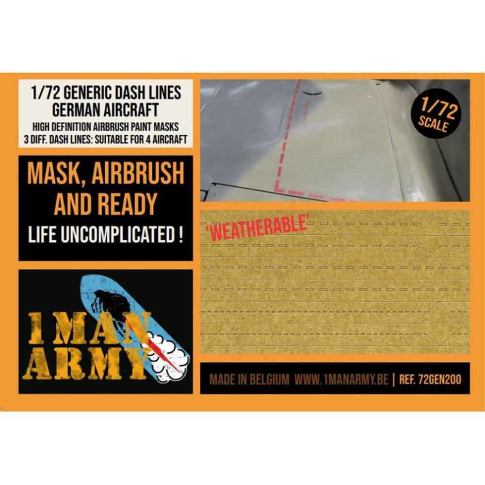 1 Man Army 72GEN200 Lignes de tirets génériques Avions allemands 1/72